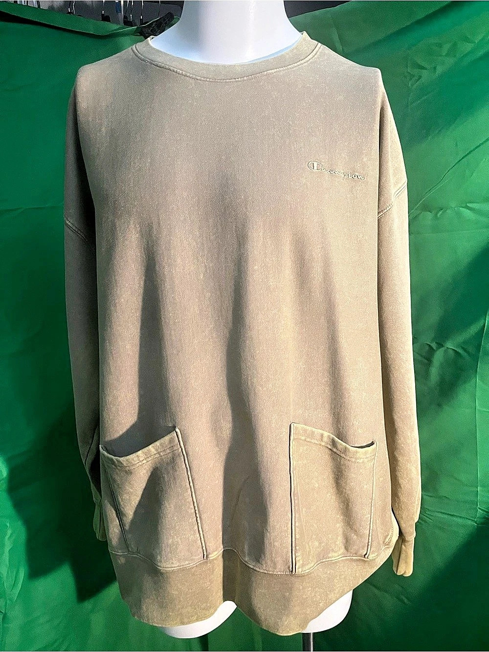 Champion Vintage Wash Rewind Pocket Crewneck Sweatshirt Brown XL